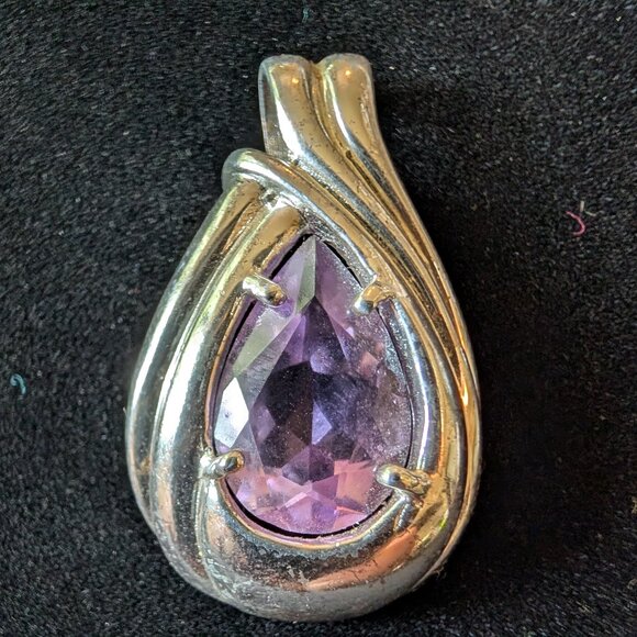 Vintage Sterling Silver Amethyst Pendant - Picture 2 of 6